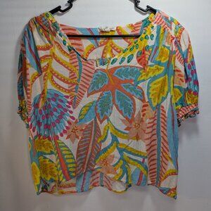 Christian Siriano Multicolor Floral Print Womens Top, Size XL